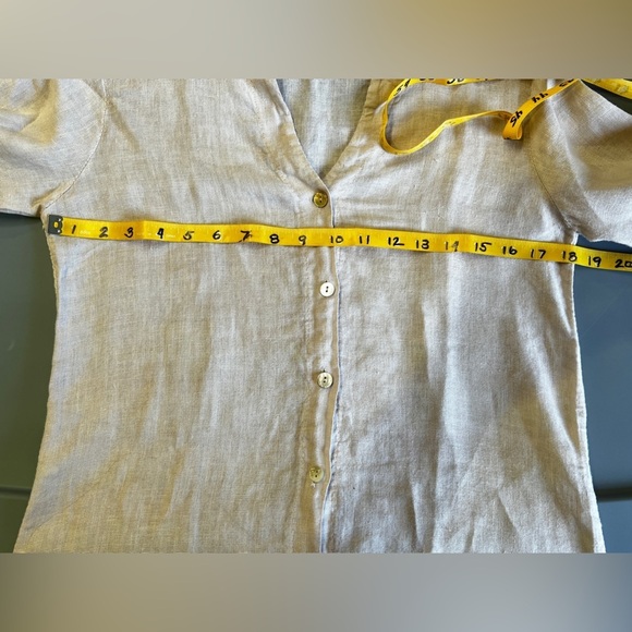 LUNGO L’ARNO Beige Linen long sleeve top size S. - Picture 12 of 13